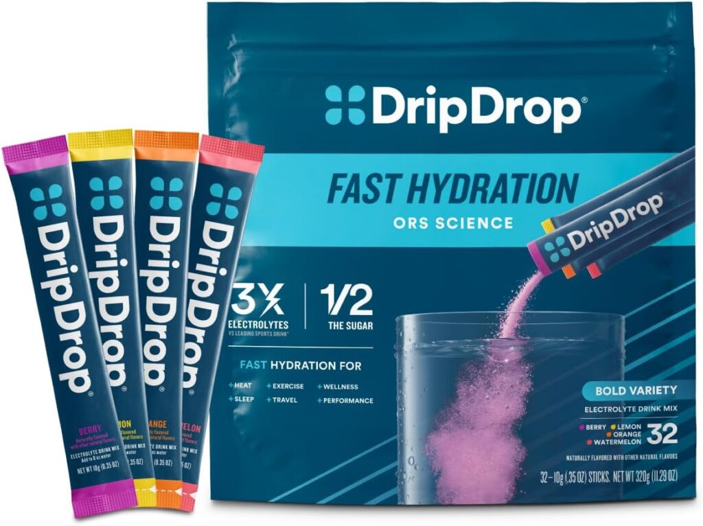 DripDrop ORS electrolyte drink mix packets