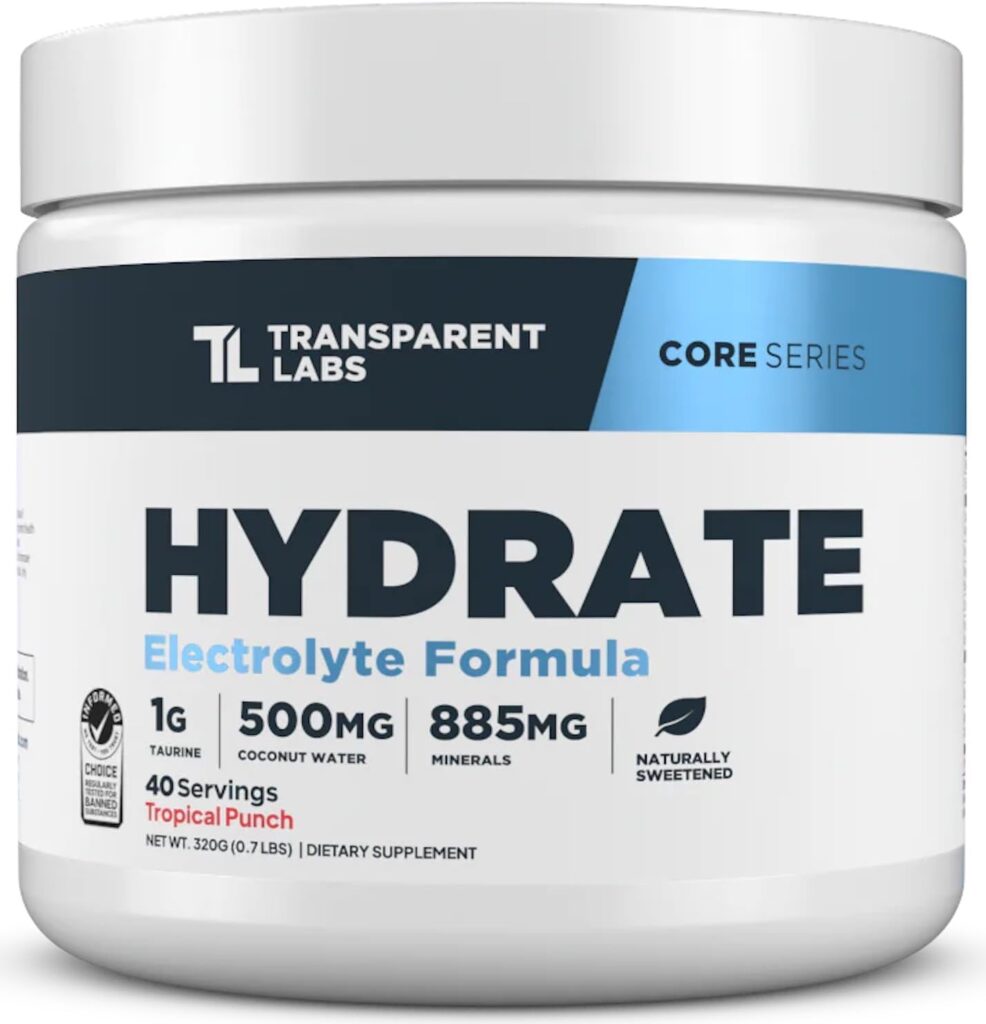 Transparent Labs Hydrate sugar-free electrolyte powder