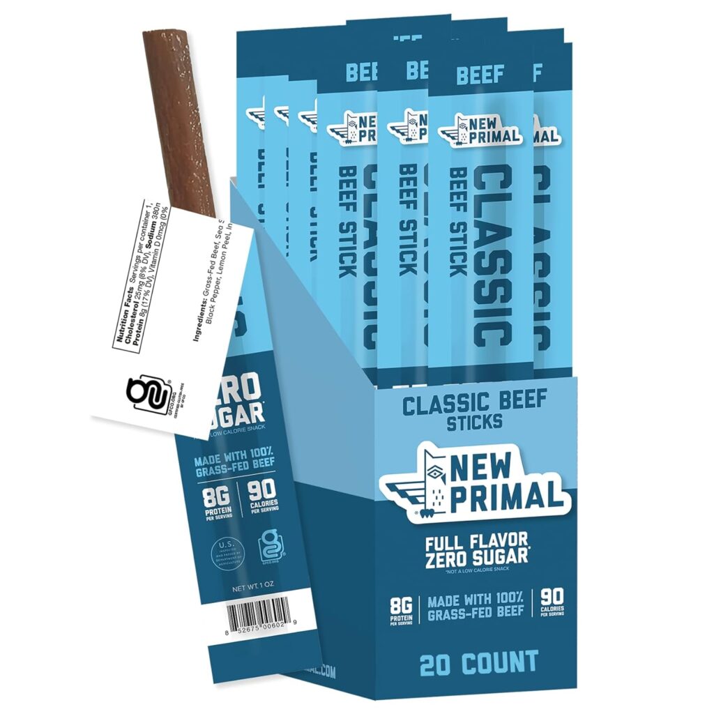The New Primal classic beef stick zero sugar protein snack