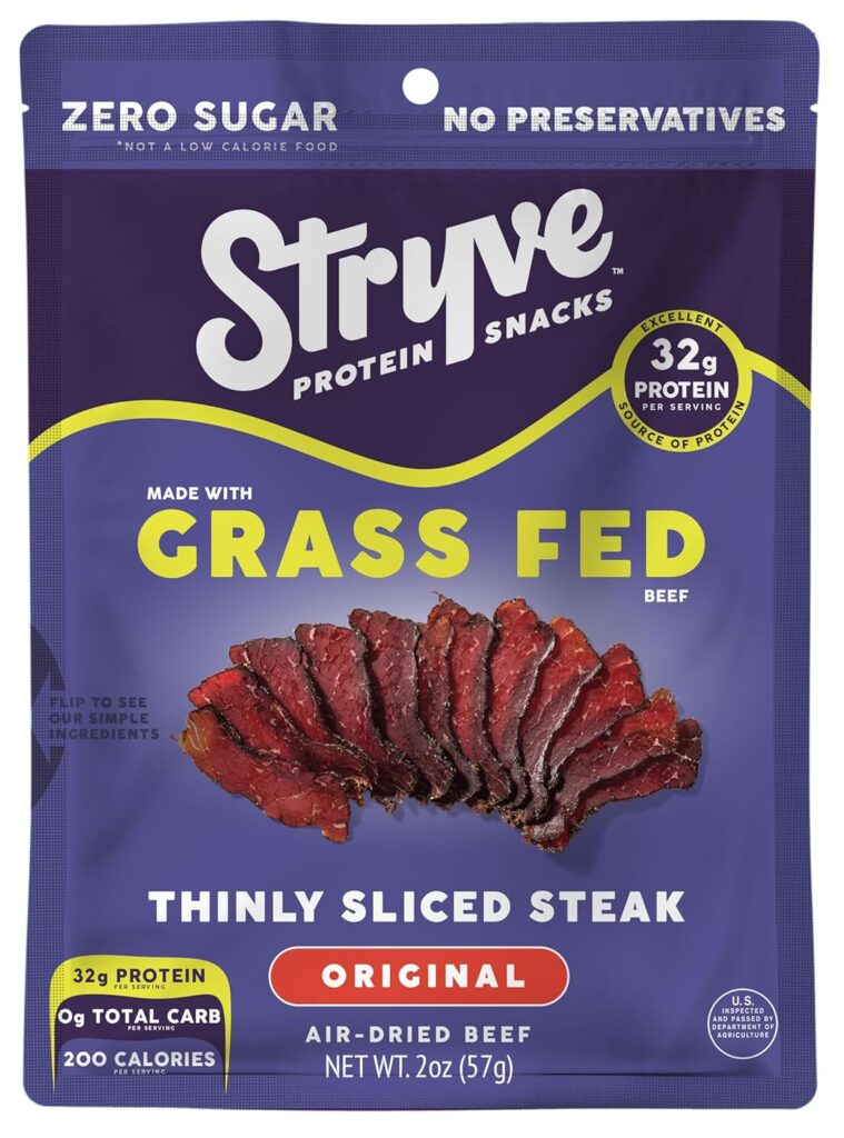 Stryve beef biltong zero sugar zero carb protein snack